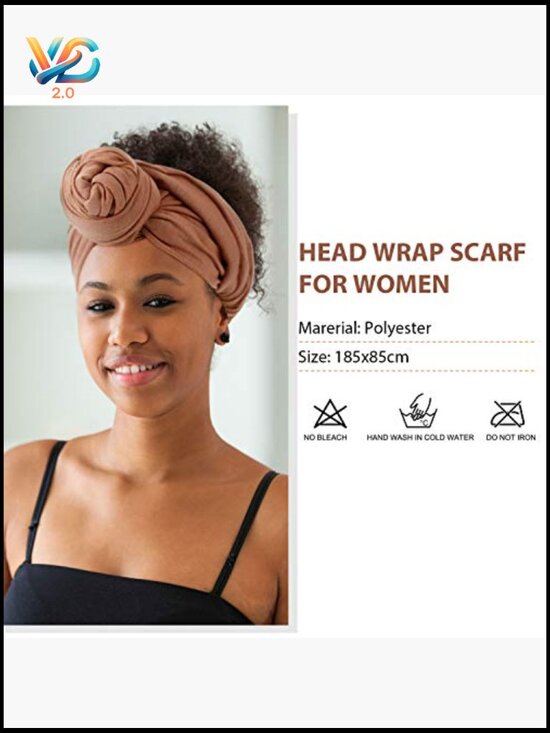 4-Piece Stretch Head Wrap Turban Scarf Shawl Long Hair Wrap Tie main image 6